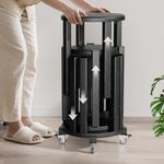 Stackable Stools Set of 4, 4-in-1 Wood Stool,Sturdy and Durable, Bar Stool Set 4,Stacking Stools No Installation Required,Top Stackable Round Stool with Wheels for Saving Space