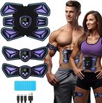 Abs Stimulator EMS Muscle Stimulator, Rechargeable Electric Abdominal Muscle Toner Abs Trainer with 10 Gel Pads, Fitness Training for Abdominal/Arm/Leg Training, 6 Modes & 15 Intensities (Beetle)