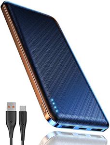 Power Bank 10000 mah, Powerbank Ultra Leggero Sottile Caricatore Portatile, USB C Uscita e Ingressi (3.0A) e 2 USB Uscita, Compatibile con iPhone 14 13 Pro ipad AirPods Samsung S22 Xiaomi