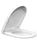 Soft Close Toilet Seat with Quick Release, Simple Top Fixing, Toilet Seats White with Adjustable Stainless Hinges, D Shape/U Shape Toilet Lid Loo Seat