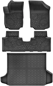 Floor Mats & Cargo Liner for Chevy Equinox/GMC Terrain 2024 2023 2022-2018, Custom Fit TPE All Weather Chevrolet Equinox Floor Liners and Rear Cargo Mat Waterproof Car Mats Set Accessories, Black