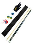 JBB Billiards Cue Stick Combo, 12mm with Free Accessories for Billiards Pool, American Style, Includes Free Tips, Chalks, Cue Cover, Glove & Rubber Chalk Holder (Black)