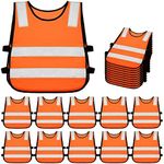 10 Pieces Reflective Kids Safety Vest Visibility Vest for Boys Girls, Orange, Medium