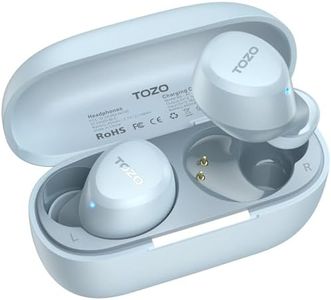 TOZO New Version A1 Wireless Earbuds Bluetooth Light Weight in Ear IPX5 Waterproof Headphones 2 Mic for AI Calls, Immersive Premium Sound Bass Ear Buds with Charging Case, 32 Preset EQs via APP