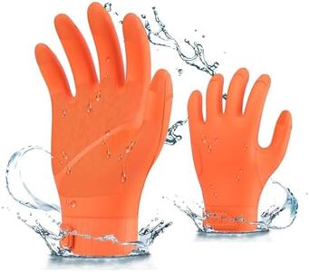 Vgo... 1 Pair Chemical Resistant Work Gloves,Starﬁsh-Gen Seamless Gription Work Gloves,Anti-slip for Food Processing,Fish processing,Chemical industry,infused with Aromas(XL,Orange,TP1147)