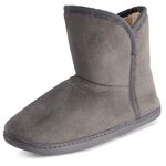 Polar Womens Memory Foam Indoor Faux Fur Fleece Bootie Rubber Sole Comfort Outdoor Anti Slip Durable Slippers - Grey suede - UK6/EU39 - YC0757