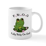 CafePress Frog Fully Rely On God Mug 11 oz (325 ml) Ceramic Coffee Mug