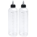 NAUZE 2 Pieces Applicator Bottle with 500ml Squeeze Hair Oil Applicator Bottles with Caps for Hair Coloring Dyeing Bottle Paint Art Glue