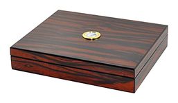 Eitida Cigar Humidors for 20 Cigars, Tempered Glass, Handmade Cigar Box with Cedar Wood, Humidifier, Hygrometer Airtight, Glass Lid, Gift for Men, Macassar Brown