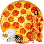 Zulay Giant Double Sided Pepperoni Pizza with Gift Gift Packaging - Novelty Blanket for Adults & Kids - Soft Flannel Round Pepperoni Blanket for Indoors, Outdoors, Travel, Home, 285 GSM - 60 Inches