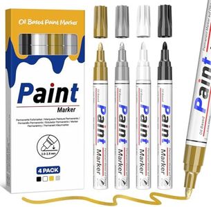 AOSUCO Paint Pens, 4 Colours Oil Based Waterproof Paint Markers Pen, 2-2.8mm Medium Tip Permanent Marker Pens for Rocks Painting, Fabric, Metal, Glass, Wood, Plastic, Ceramic, Mugs, DIY Craft