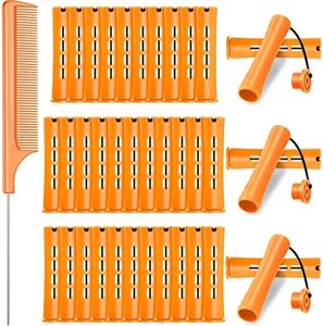 WILLBOND 36 Pieces Cold Wave Rod Hair Perm Rods Hair Rollers Perming Rods Curlers with Steel Rat Tail Comb for Hairdressing Styling