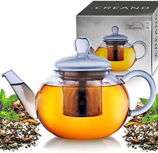 Creano Théière en Verre 0,8l avec Filtre en Acier Inoxydable Intégré et Couvercle en Verre, Anti-Goutte, 1500ml| 800ml