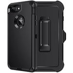 RegSun for iPhone 8 Plus,iPhone 7 Plus Case,Belt-Clip Holster,Built-in Screen Protector,Shockproof 3-Layer Full Body Protection Rugged Heavy Duty Hard Cover Case for iPhone 8+/7+ 5.5 inch,Black