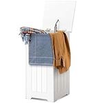 Multigot Laundry Cabinet, Wooden Chest Storage Bin, Freestanding Laundry Chest for Clothes, Towel, Bed Sheet and Duvet Cover