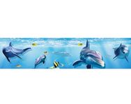 FLFK Peel and Stick Wallpaper Border Wall Decals for Kids Room - Under The Sea Fish Stickers Murals, 7" x 240" (Blue)