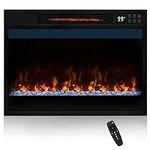 Tangkula 23-Inch Infrared Quartz Electric Fireplace Insert with Remote Control, 1500W Recessed Fireplace Heater with Thermostat, Overheat Protection, 8H Timer, 6 Flame Settings, 5 Flame Brightness