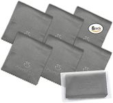 Microfiber Cleaning Cloths (6"x7") 6 Pack in Individual Vinyl Pouch | Glasses Cleaning Cloth for Eyeglasses, Phone, Screens, Electronics, Camera Lens Cleaner (6 Pack - Grey)