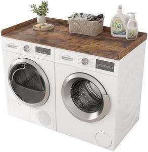 Piskyet Washer Dryer Countertop,Laundry Countertop with Edge Rails,27.5" Depth x 54" Wood Countertop For Washer and Dryer,Laundry Machine Topper for Laundry Room Organization and Storage(Rustic Brown)