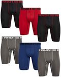 AND1 Men's Compression Long Leg Performance Boxer Briefs (6 Pack), Size X-Large, Black/Blue/Charcoal/Red'