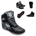 Otomix Ninja Warrior Men's Boxing Shoes - Flat Top and Bottom - for Weightlifting, Strength Training, Deadlift, Wrestling - Multiple Sizes and Colors Black