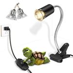 Fischuel Reptile Heat Lamp,Heating Lamp with Clamp, Adjustable Habitat Basking Heat Lamp,UVA/UVB Light Lamp 360° Rotatable Clip and Dimmable Switch for Aquarium(Bulb Included) (E27,110V)