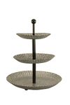 Deconoor Galvanized Tiered Cake stand server (3 Tiered, Rustic)