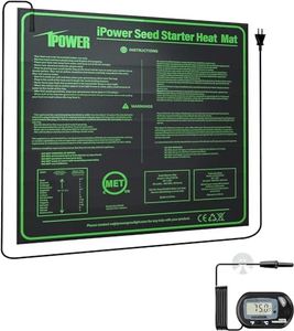 iPower 20" x 20" Durable Waterproof Seeding Heat Mat with Digital Thermometer for Providing Reliable Warmth for Indoor hydroponic Plant Germination, Black