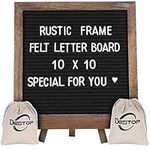 Felt Letter Board with Rustic Frame and Stand 10x10 inch,Changeable Letter and Message Board Include 470 Precut Letters,Number,Symbol,Hook to Hang,2 Canvas Bags