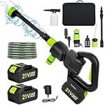 Cordless Pressure Washer, Portable Power Washer Battery Pressure Jet Washer 28 Bar/406 PSI with 2 Pack Battery, 6 In 1 Nozzle, Foam Pot, 16FT Hose for Patio Cleaning and Car Washing