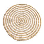 oberai International Creation Handwoven Jute Natural Reversible Rugs Round Braided Floor Carpet Mat for Living Room, Bedroom, Dining, Office, Restaurant (35cm Round) (d-41)