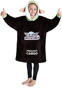 Disney The Mandalorian Sudadera Niño, Sudadera Manta con Capucha y Mangas para Niño de Baby Yoda y el Mandaloriano (Marrón/Verde)
