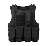 Maoiut Tactical Vest Adult Airsoft Vest Outdoor Combat Training Vest Modular Military Vest Adjustable for Games or Training (Black), One Size