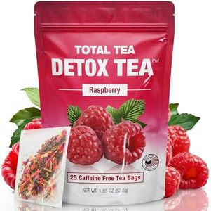 Total Tea SIimming Detox Tea Caffeine Free - 25 Day Detox - Herbal Tea with Chamomile, Hibiscus Tea & Ginger Root for Colon Cleanse – Natural Raspberry Fruit Tea
