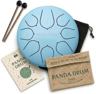 Panda Drum Mini (Blue) for Kids 1-4 Years Old | Steel Tongue Drum with Music Book, Mallets, Bag & Finger Picks | Hand Pan for Inside & Outside | Sound Healing Instruments | 6 Inch, 432 Hz