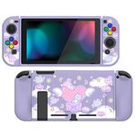 playvital Fantasy Bunny & Bear Protective Case for Nintendo Switch, Soft TPU Slim Case Cover for Nintendo Switch Joycon Console with Colorful ABXY Direction Button Caps