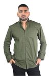 Sparrow Outfit Men's Olive Green Semi-Formal Checked Shirt (in, Alpha, XL, Regular, Olive Green)