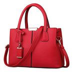 FiveloveTwo Women Classy Satchel Handbag Tote Purse Handle Bag Shoulder Bag Burgundy(Size: 1)