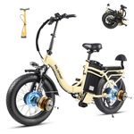 2000W Dual Motor Electric Bike SummitX 60Ah/32Ah Battery E-Bike 250+KM Foldable 20x4.0 Fat Tire All Terrain Ebike for Adults Hydraulic Brake City Commuter Delivery Bicycle 2 Seat