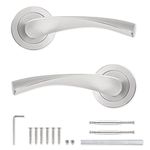 Probrico Internal Door Handle Door Lever Set on Rose - Brushed Nickel (Door Handle)