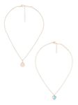 ZAVERI PEARLS Set Of 2 Turquoise Blue & White Enamel Contemporary Tiny Heart Pendant & Chain For Women-ZPFK16880