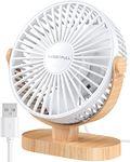 SWEETFULL 6.5 Inch USB Small Desk Fan, 3 Speeds Quiet Portable Desktop Table Fan, 360° Adjustment Personal Mini Fan for Home Office Car Outdoor Travel (White wood grain)