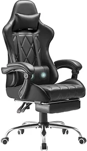 Homall Gaming Chair, Computer Chair with Footrest and Massage Lumbar Support, Ergonomic High Back Video Game Chair with Swivel Seat and Headrest (Black)