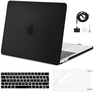 MOSISO Funda Compatible con MacBook Pro 13 Pulgadas M2 2024, 2023-2016 A2338 M1 A2251 A2289 A2159 A1989 A1708 A1706 Chip, Carcasa Plástico&Teclado&Protector Pantalla&Teléfono Collarín,Negro