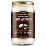 Dr. Bronner's - Organic Virgin Coconut Oil (Whole Kernel, 887 mL) - Coconut Oil for Cooking, Baking, Hair and Body, Unrefined and Fresh-Pressed, Rich and Nutty Flavor, Fair Trade, Vegan, Non-GMO