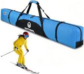 TVDARMO Padded Ski Bag for Air Travel, Fully Single Ski Travel Bags with Adjustable Shoulder Strap, Waterproof and Durable Ski Bag 185cm Blue