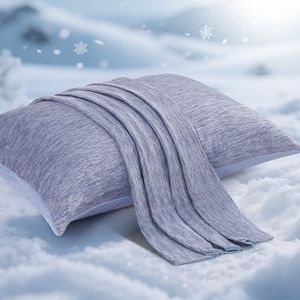 Elegear Cooling Pillow Cases for Hot Sleepers, Japanese Q-Max 0.45 CoolPillowcases, Both Sides[Cooling/Cotton], Breathable Soft Pillowcase for Hair and Skin, Set of 2-Blue (Queen (51 x 76cm))
