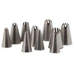 Ateco 850-10 Piece Closed Star Tube Set, Stainless Steel Pastry Tips, Sizes 0-9