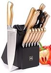 Black and Gold Knife Set With Block
