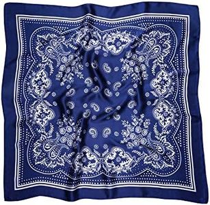 VANLINKER Vintage Bandanas Square Multi-Purpose Scarfs for Men Women Silk Like Scarf Neckerchief Protective Coverage VL9549 Blue